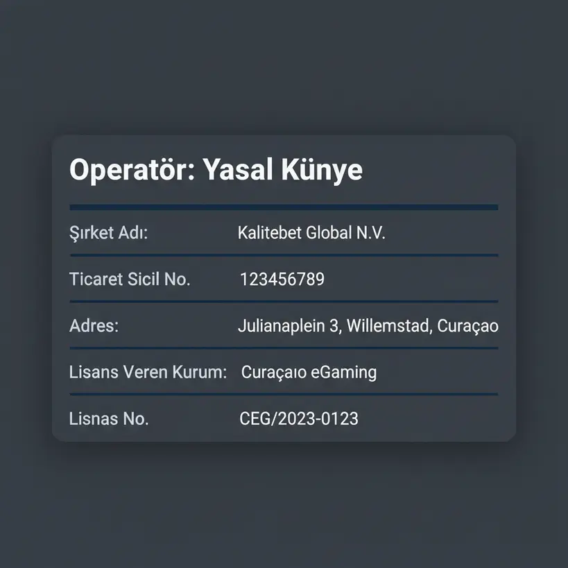 Kalitebet'in operatör şirketi Mega Play N.V.'nin resmi sicil bilgilerini gösteren bilgi kartı.