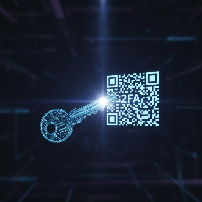 Akıllı telefonda Google Authenticator uygulamasını ve dijital kilit simgesini gösteren güvenlik görseli.