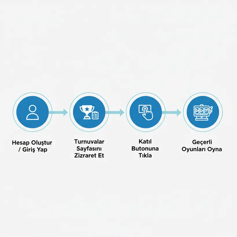 Kalitebet turnuvalarına dört adımda nasıl katılınacağını gösteren infografik.